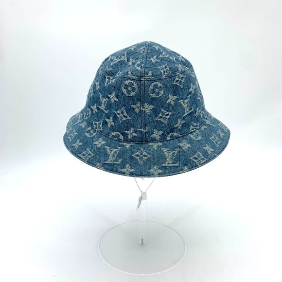 Louis Vuitton Blue Monogram Jacquard Cotton Fisherman Hat Size 58cm Made In Fran - Picture 4 of 12